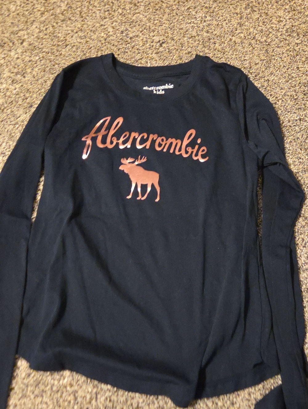 abercrombie kids Black Long-Sleeve Tee with Copper Logo